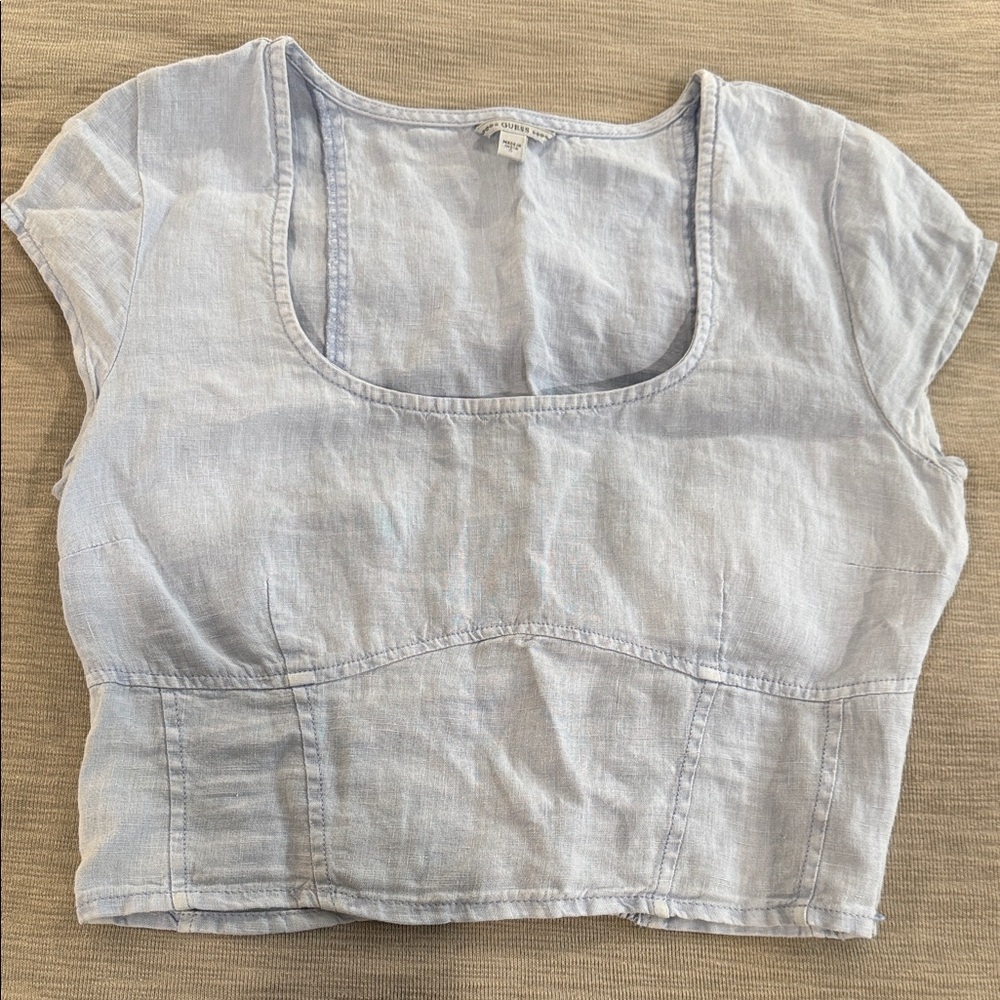 Guess 100% Linen Light Blue Women's Blouse